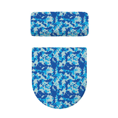 Blue Digital Camo Pattern Print Toilet Lid And Tank Cover Set