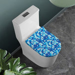 Blue Digital Camo Pattern Print Toilet Lid Cover
