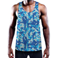 Blue Digital Camo Pattern Print Men's Workout Tank Top