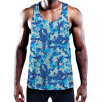 Blue Digital Camo Pattern Print Training Tank Top