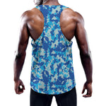 Blue Digital Camo Pattern Print Training Tank Top