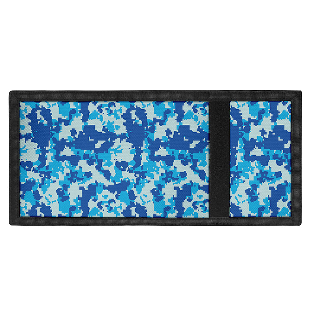 Blue Digital Camo Pattern Print Trifold Wallet