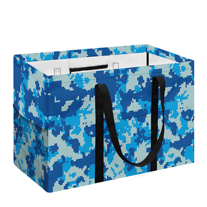 Blue Digital Camo Pattern Print Utility Tote Bag