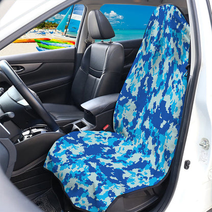 Blue Digital Camo Pattern Print Waterproof Car Seat Cover