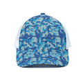 Blue Digital Camo Pattern Print White Mesh Trucker Hat