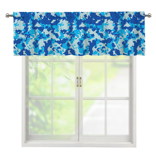 Blue Digital Camo Pattern Print Window Valance