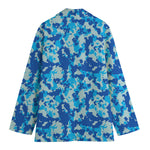 Blue Digital Camo Pattern Print Women's Blazer