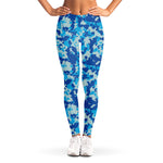 Blue Digital Camo Pattern Print Women's Leggings