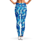 Blue Digital Camo Pattern Print Women's Leggings