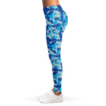 Blue Digital Camo Pattern Print Women's Leggings