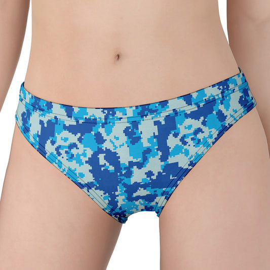 Blue Digital Camo Pattern Print Women's Panties