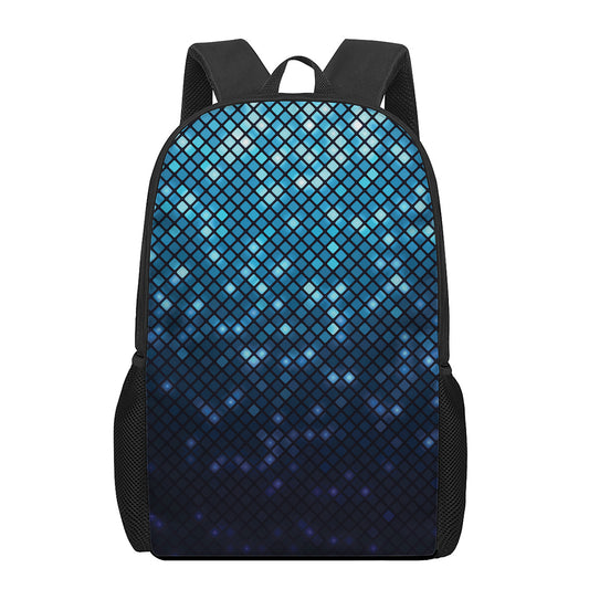 Blue Disco Lights Pattern Print 17 Inch Backpack