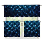 Blue Disco Lights Pattern Print 3 Piece Kitchen Curtains