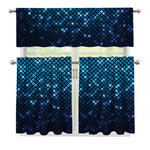 Blue Disco Lights Pattern Print 3 Piece Kitchen Curtains