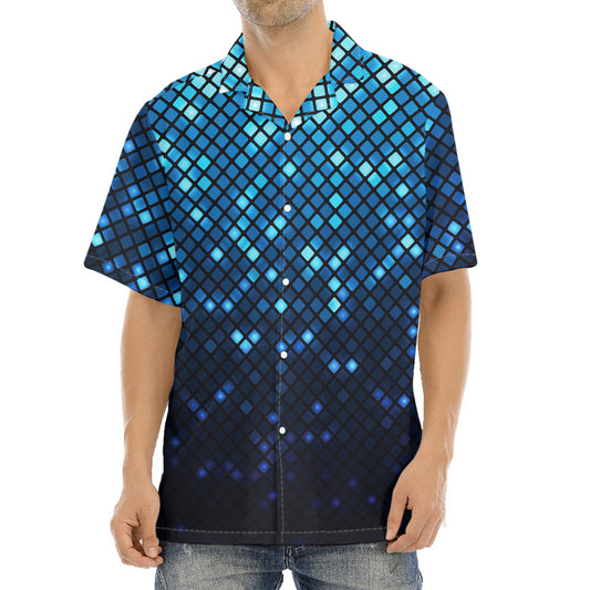 Blue Disco Lights Pattern Print Aloha Shirt