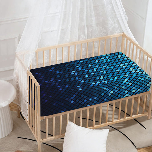 Blue Disco Lights Pattern Print Baby Crib Sheet
