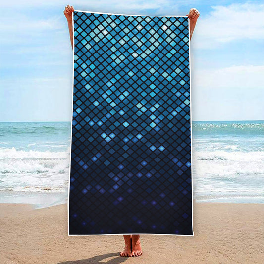 Blue Disco Lights Pattern Print Beach Towel