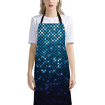 Blue Disco Lights Pattern Print Bib Apron With Pocket