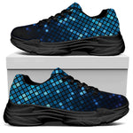 Blue Disco Lights Pattern Print Black Chunky Shoes