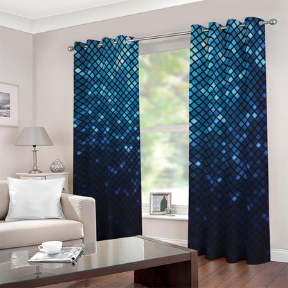Blue Disco Lights Pattern Print Blackout Grommet Curtains