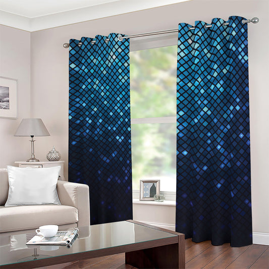 Blue Disco Lights Pattern Print Blackout Grommet Curtains