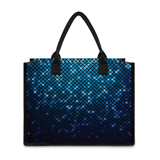 Blue Disco Lights Pattern Print Canvas Tote Bag
