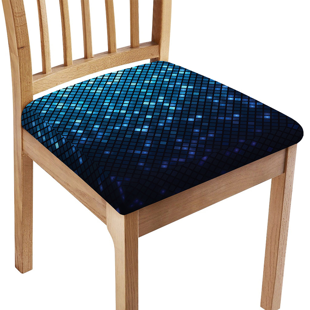 Blue Disco Lights Pattern Print Chair Cushion Cover