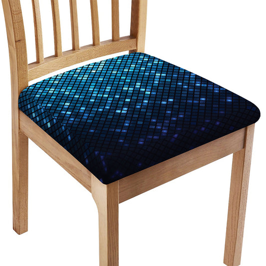 Blue Disco Lights Pattern Print Chair Cushion Cover