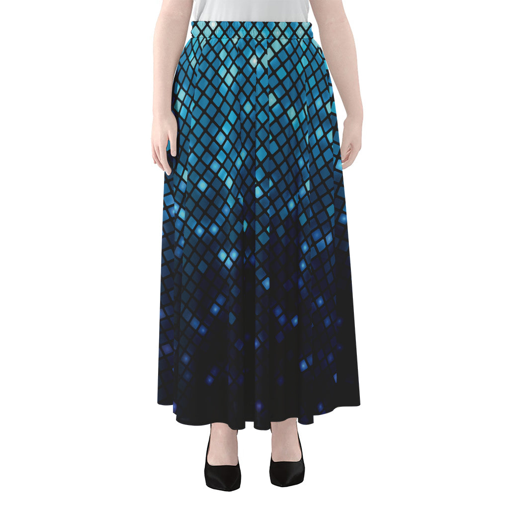 Blue Disco Lights Pattern Print Chiffon Maxi Skirt