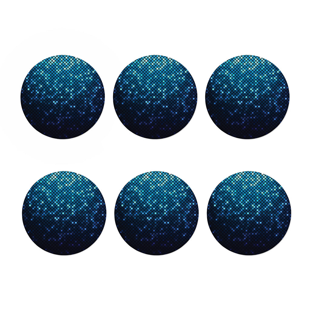 Blue Disco Lights Pattern Print Coaster Set