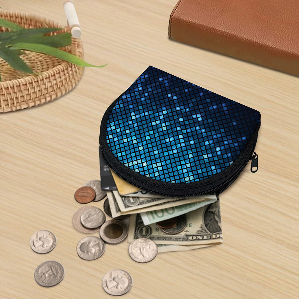 Blue Disco Lights Pattern Print Coin Purse