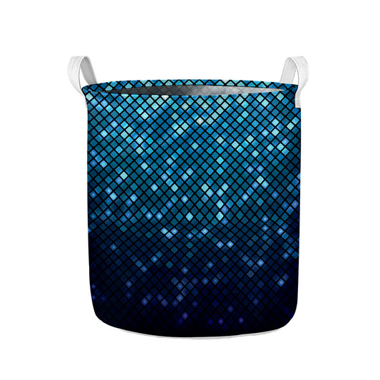 Blue Disco Lights Pattern Print Collapsible Laundry Basket