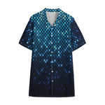 Blue Disco Lights Pattern Print Cotton Hawaiian Shirt