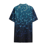 Blue Disco Lights Pattern Print Cotton Hawaiian Shirt