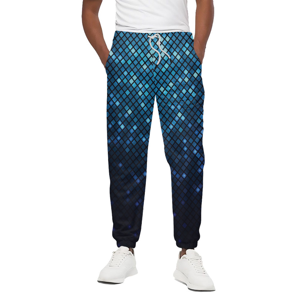 Blue Disco Lights Pattern Print Cotton Pants
