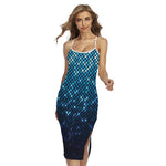 Blue Disco Lights Pattern Print Cross Back Cami Dress