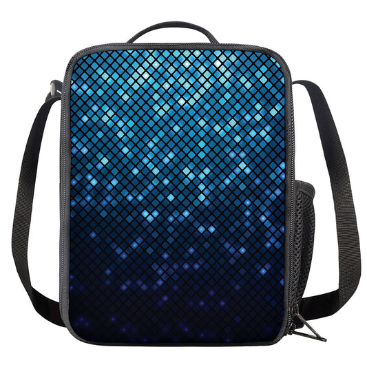 Blue Disco Lights Pattern Print Crossbody Lunch Bag