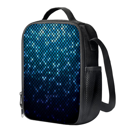 Blue Disco Lights Pattern Print Crossbody Lunch Bag