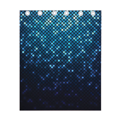 Blue Disco Lights Pattern Print Curtain