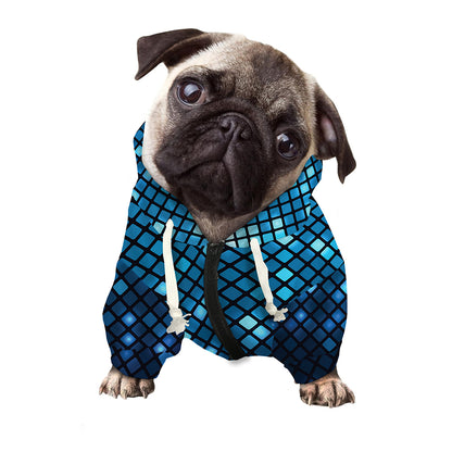 Blue Disco Lights Pattern Print Dog Zip Up Hoodie