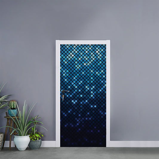 Blue Disco Lights Pattern Print Door Sticker