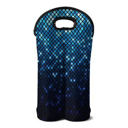 Blue Disco Lights Pattern Print Double Neoprene Wine Tote
