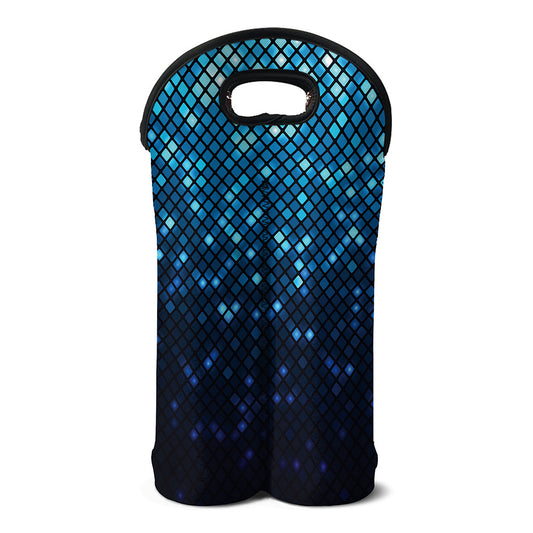 Blue Disco Lights Pattern Print Double Neoprene Wine Tote