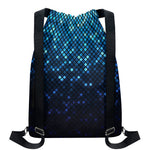 Blue Disco Lights Pattern Print Drawstring Backpack