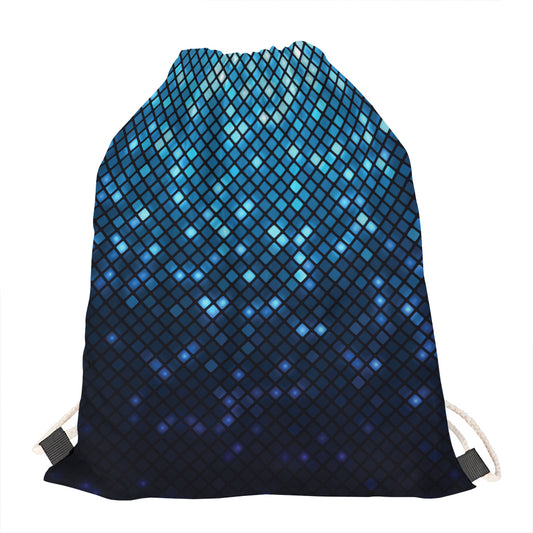 Blue Disco Lights Pattern Print Drawstring Bag