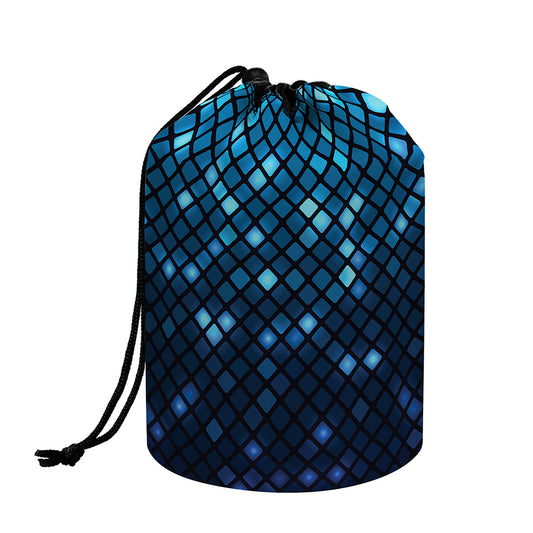 Blue Disco Lights Pattern Print Drawstring Makeup Bag