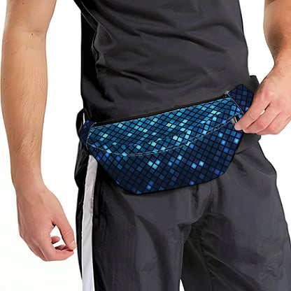 Blue Disco Lights Pattern Print Fanny Pack