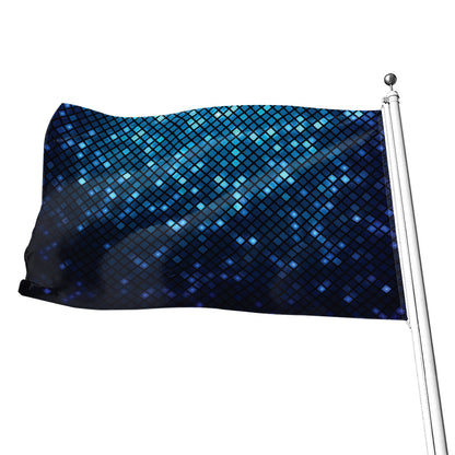 Blue Disco Lights Pattern Print Flag