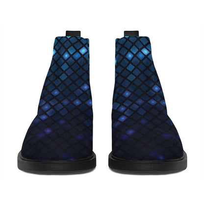 Blue Disco Lights Pattern Print Flat Ankle Boots