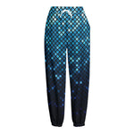 Blue Disco Lights Pattern Print Fleece Lined Knit Pants